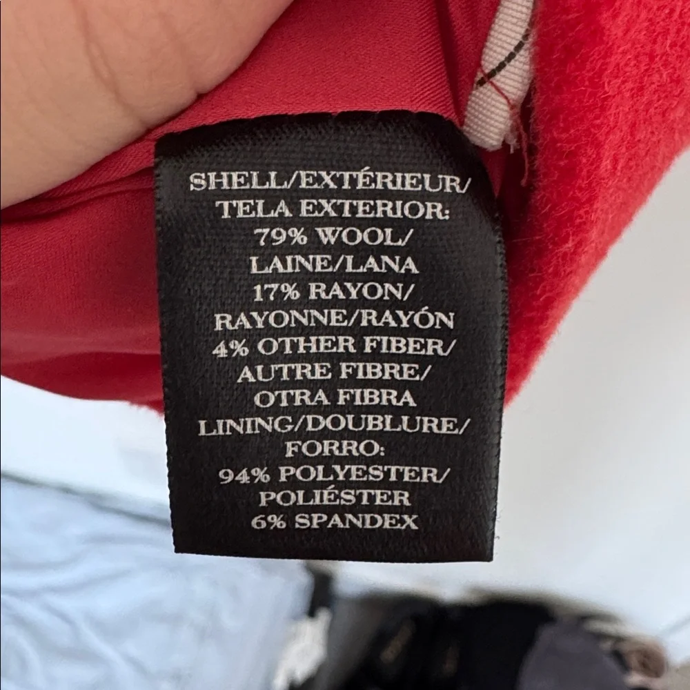 Ann Taylor Vibrant Red Wool Pea Coat - Size XS - Picture 6 of 6